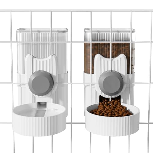 Hanging Cage Auto Pet Food Bowl Water Bottle Dispenser