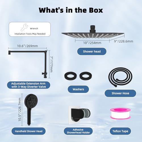 Metal 10" Rain Shower Head with Handheld