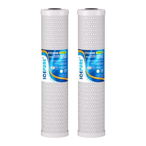1 Micron 20" x 4.5" Whole House CTO Coconut Shell Activated Carbon Water Filter Cartridge Replacement for FC25B (2 Count)