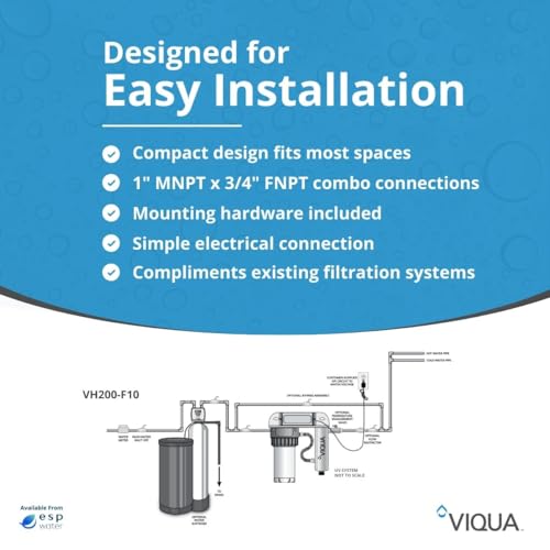 VH200 F10 Home 9 GPM Stainless Steel UV Light Water Purifier with Integrated Sediment Pre