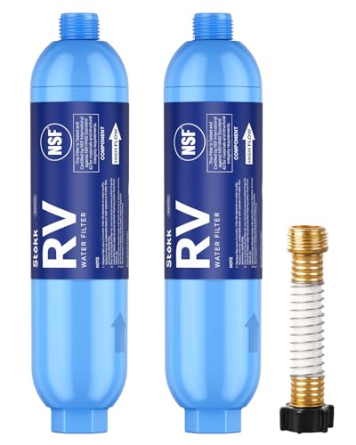 RV Water Filter with Flexible Hose Protector 2 Pack