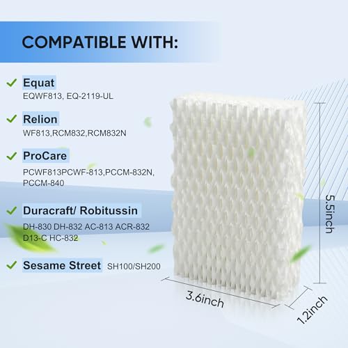 3 Pack WF813 Eqwf813 Humidifier Filter Replacement for Equate EQWF813 EQ (3 Count)