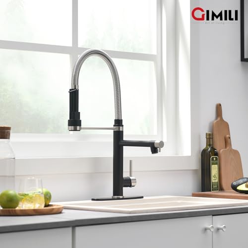 Kitchen Faucet with Pull Down Sprayer Brushed Nickel and Matte Black
