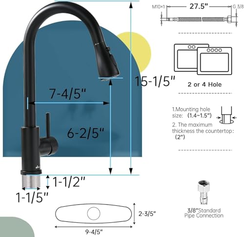 Black Kitchen Faucet with Soap Dispenser