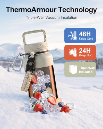 Water Bottle Insulated 40 oz with 3 Lids