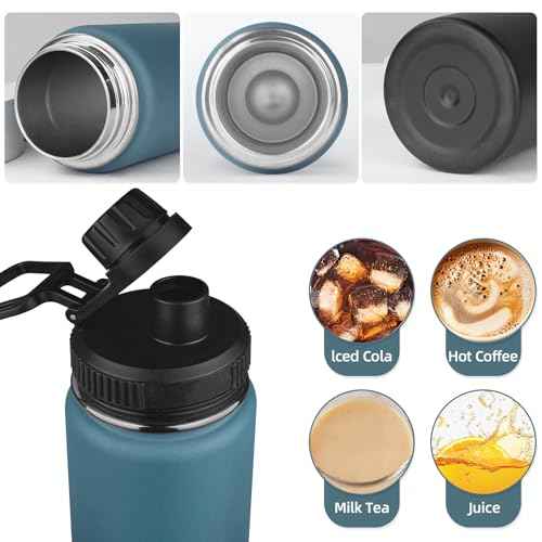 24oz Sports Insulated Water Bottle for School with 2 Lids