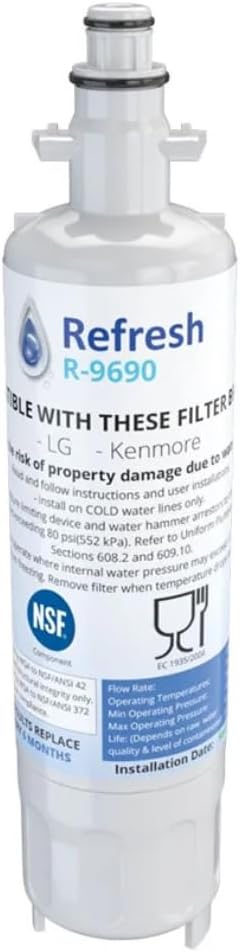 Refresh NSF-53 Refrigerator Water Filter, Compatible with Kenmore 46-9690 (1, Premium)