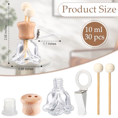 30 Pack Car Air Freshener Diffuser Bottles with Vent Clip (30 Count)