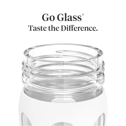 16-Ounce BPA-Free Glass Water Bottle with Classic Cap and Protective Silicone Sleeve, Optic White