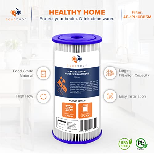 5 Micron Pleated Sediment Water Filter 10 x 4.5 Cartridge