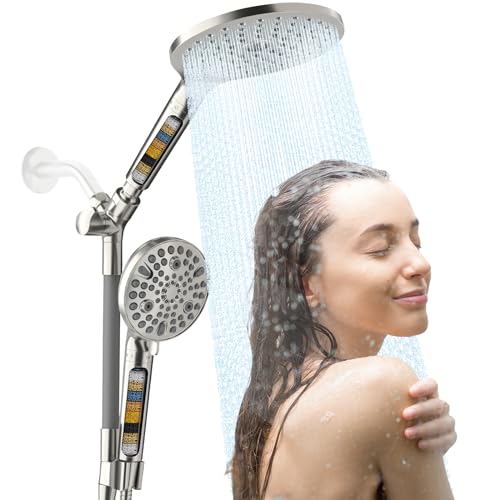 Dual Filtered Shower Heads with Handheld Spray Brushed Nickel