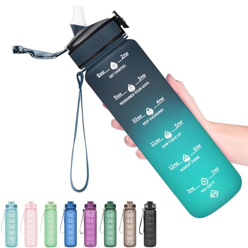 Plastic Water Bottle With Straw & Time Marker