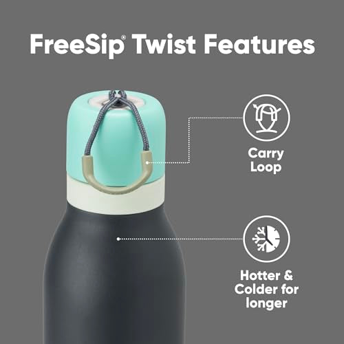 FreeSip Twist Stainless Steel Water Bottle 18 oz Foggy Tide
