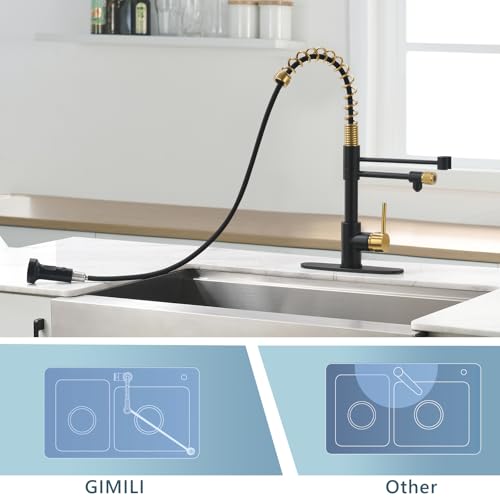 Black and Gold Drinking Water Faucet 3 in 1 Commercial Pull