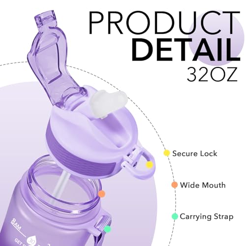 Plastic Water Bottle With Straw & Time Marker