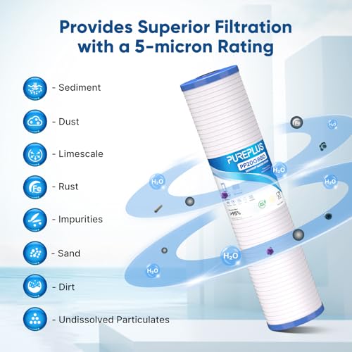 5 Micron 20" x 4.5" Whole House Sediment Home Water Filter (2 Count)