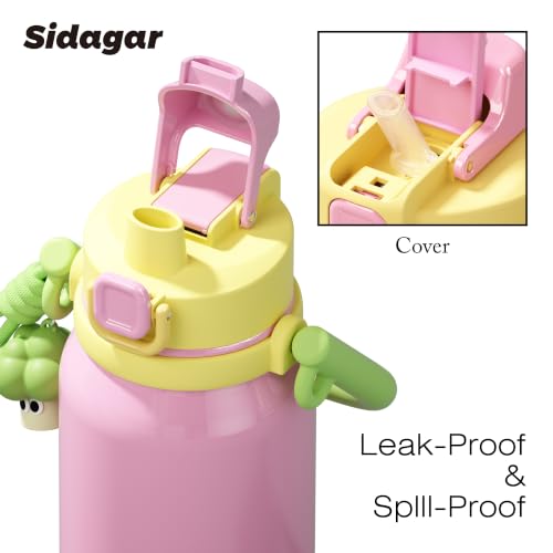 32 oz Leak proof Insulated Water Bottle with Straw & Handle Pink