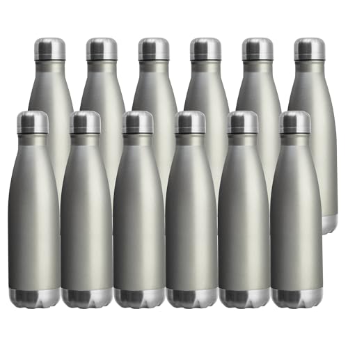 17oz Sport Water Bottle 12 Pack Vacuum Insulated Stainless Steel Leak (12 Count)