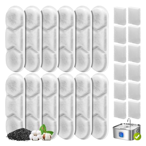 12 Pack Dog Water Fountain Replacement Filters for 410oz
