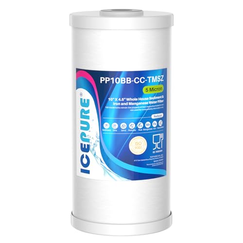 5 Micron 10" x 4.5" Whole House Sediment and Iron Manganese Resin Water Filter Compatible with GE FXHTC