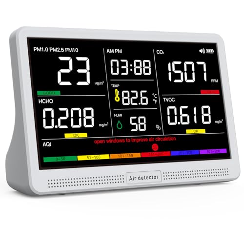 16 in 1 Air Quality Monitor Indoor 7" Wildfire CO2 Monitor