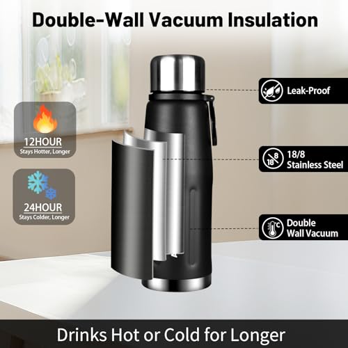 27oz Stainless Steel Insulated Water Bottle Travel Coffee Cup with Lid Leak Proof Metal Water Bottle for Hot and Cold Drink Water Flask