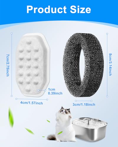 Pet Water Fountain Filters Fit for Rellaty & Fit for Neareal 3.2L (16 Count)