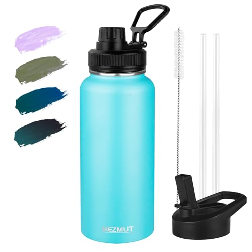 32oz Metal Sports Insulated Water Bottle with 2 Lids