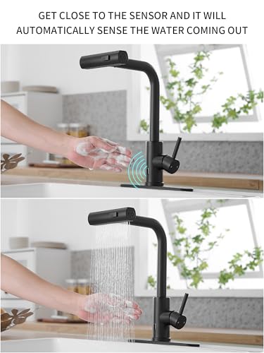 Touchless Black Kitchen Faucets with Pull Down Sprayer