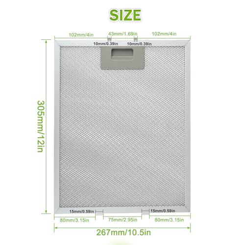 W10169961A Range Hood Filter Replacement 5 Layer Aluminum Mesh Hood Grease Filter Fit for Whirlpool (2 Count)