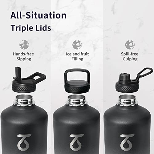 One Gallon Water Bottle Insulated with 3 Lids
