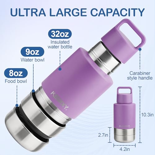 Insulated Dog Travel Water Bottle with Detachable Bowls