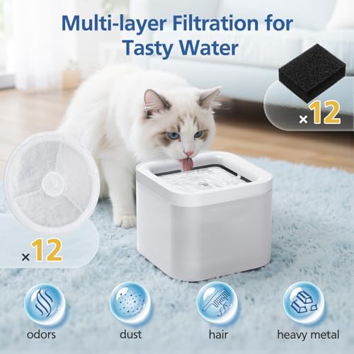 12 PCS Upgraded Filter Unit 3.0 Pet Cat Water Fountain Filter (12 Count)