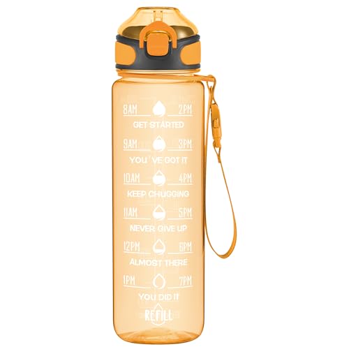 32 oz Water Bottle with Times to Drink and Straw