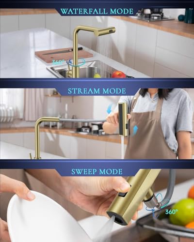 Gold Touchless Kitchen Faucet with Pull Down Sprayer