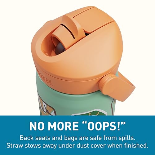 Thrive Flip Straw Kids Bite Valve Stainless Steel Water Bottle Camp Badges