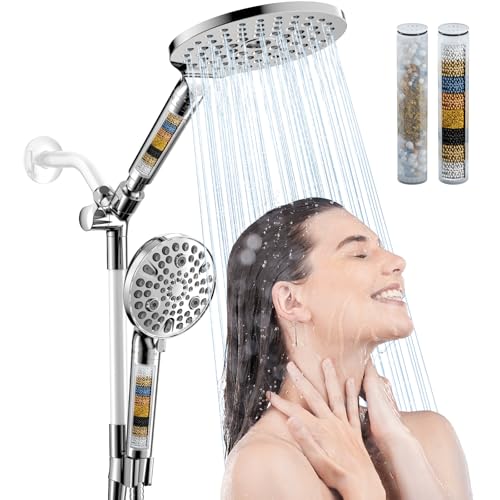 Chrome Filtered Dual Shower Head with Handheld Spray Combo