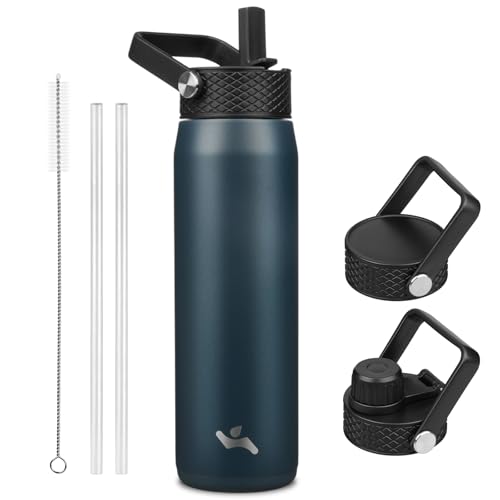 25 oz Insulated Stainless Steel Water Bottle with 3 Lids