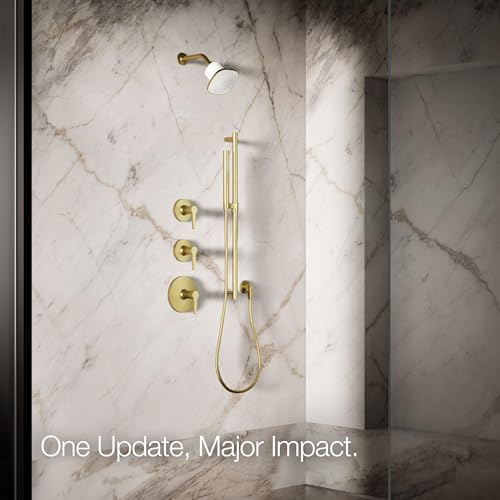 37722-G-2MB Cinq Square Single-Function Filtered Showerhead, Five-Layer Filtration, 1.75 GPM, Contemporary Design, Easy to Clean, Vibrant Brushed Moderne Brass