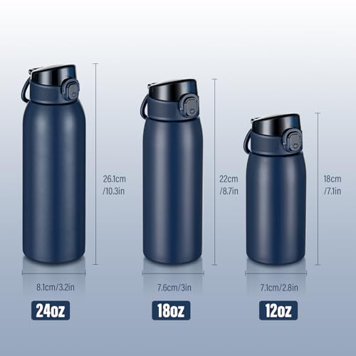 Insulated Water Bottle 24 oz with Dustproof Lid