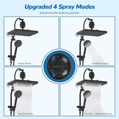5 spray Dual Filtered Rainfall Shower Head with 10 Spray Handheld