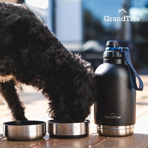 Insulated Portable Water Bottle with 2 Detachable Dog Bowl Dispenser
