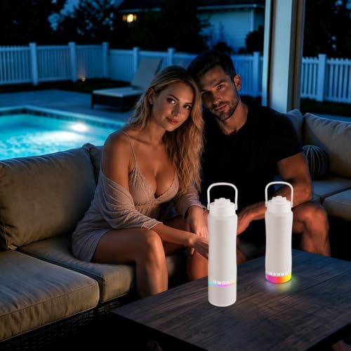 Stainless Steel Water Bottle with Camping Lantern & Night Light