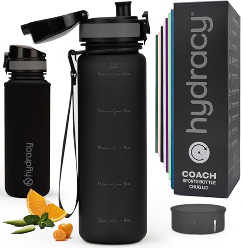 Motivational Water Bottle with Time Marker & Fruit Infuser 17 oz