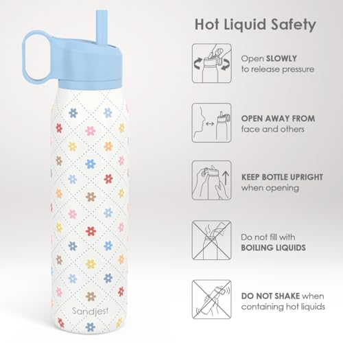 Floral Stainless Steel Water Bottle with Twist Lid 20oz
