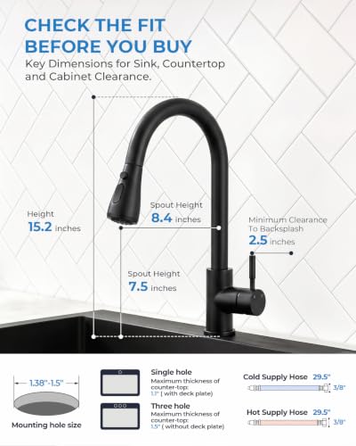 Black Kitchen Faucet with Pull Down Sprayer
