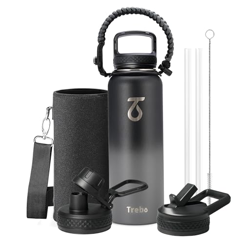 Water Bottle Insulated 40 oz with 3 Lids