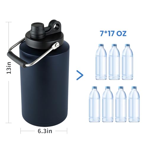 1 Gallon Water Bottle Insulated Stainless Steel Keeps Ice 48Hr