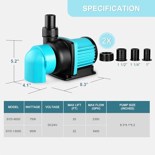 3450GPH Aquarium Return pump with LCD display controller