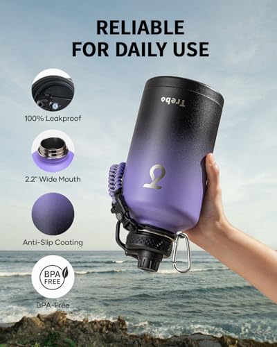 64 oz Water Bottle Stainless Steel with 3 Lids